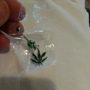 Pot leaf belly button ring